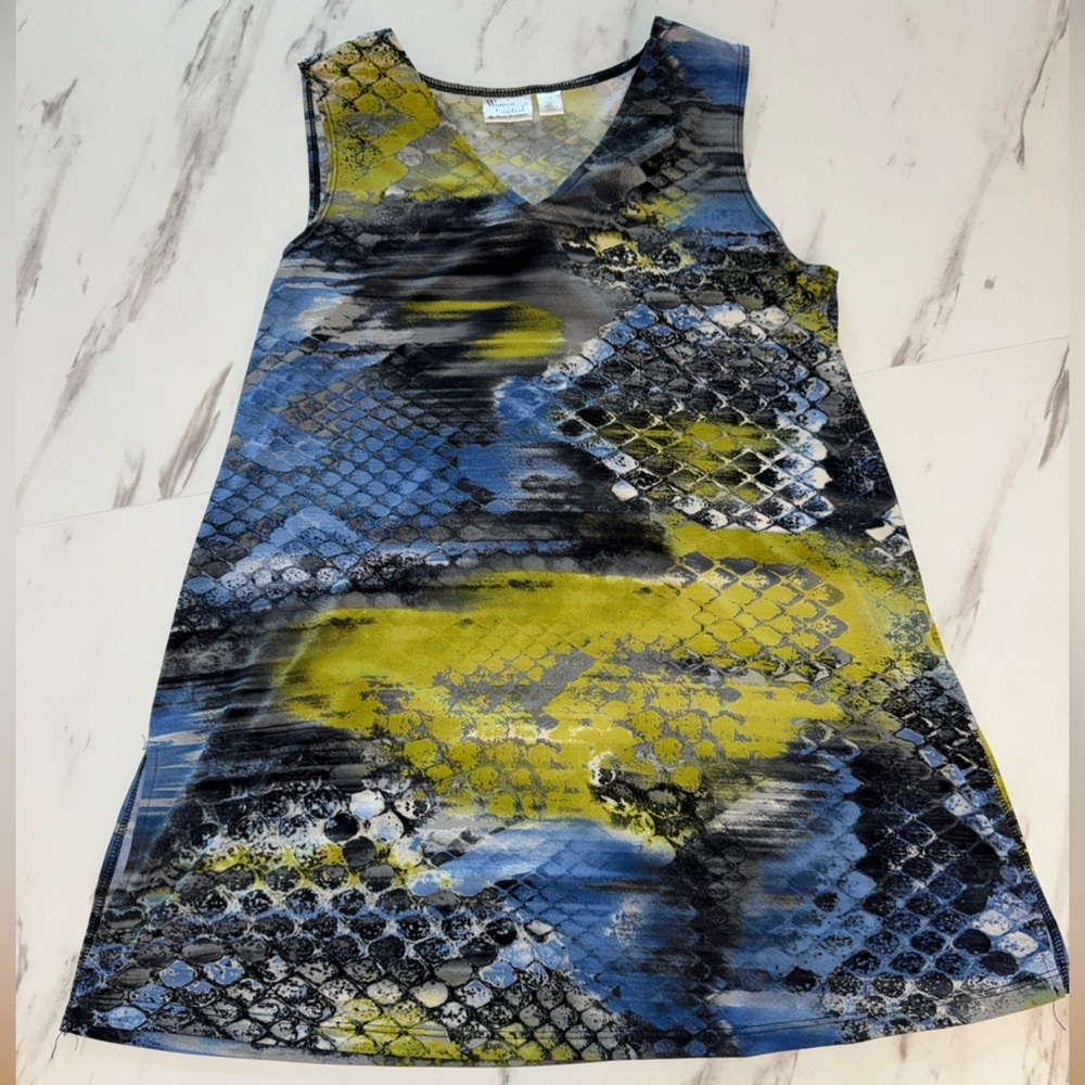 Women With Control Vibrant Blue & Yellow Snake-Print Tank Top M
